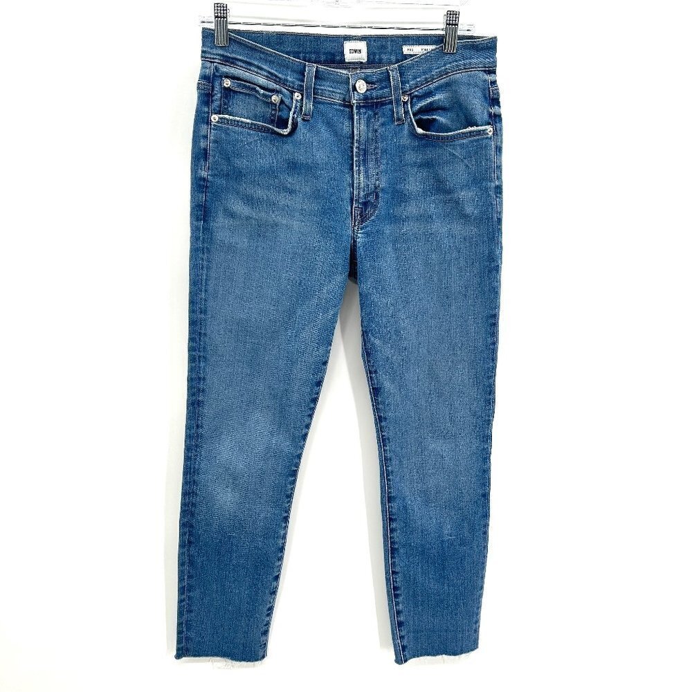 EDWIN *Flawed* Women's Pixie 9" Mid Rise Skinny Jeans Raw Hem Dreamland Size 28